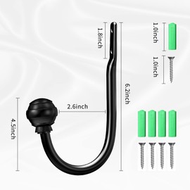 Hion Hion Curtain Holdbacks Black 2pcs, Curtain Tiebacks Wall Mounted Curtain Hooks Holders for Drapes