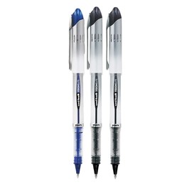 Advantage Gifts Vision Elite Rollerball Pens, Bold Point (0.8mm), Black/Blue Ink, 3 count, Bundle with Plastic Reusable Pouch