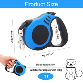 Retractable Dog Lead, High-Quality Dog Lead, 360° Tangle-Free Lead Extension, Extendable Dog Lead with Non-Slip Handle, for Small, Medium and Large Dogs, Blue, 5 m