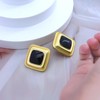 Chunky Black Gold Earrings for Women,Vintage Large Oval Square Statement