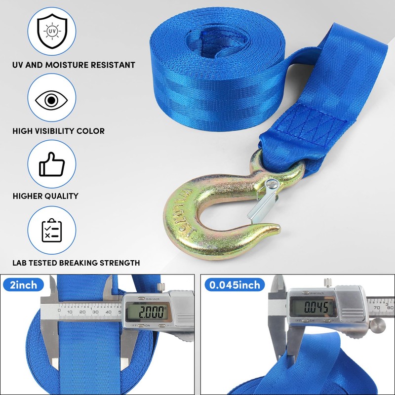 VEITHI Boat Winch Strap with Hook,Boat Trailer Winch Strap 2