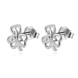 925 Sterling Silver Celtic Knot Stud Earrings for Women,lIrish Jewelry Hypoallergenic 925 Sterling Silver with Gold Plating, Gift for Special Occasions (sliver)