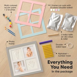 Baby Hand and Footprint Kit - Baby Footprint Kit, Baby Hand & Footprint Makers, Newborn Baby Handprint Footprint Keepsake Frame, Baby Registry Search, Baby Girl Gifts, Baby Boy Gifts (Cloud Gray)