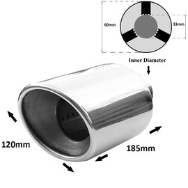 Rumplex Exhaust Trim Oval Stainless Steel Sports Exhaust Tailpipe End Pipe Trim Exhaust Tips Tailpipe Trim Silencer Tip Universal Exhaust Pipe Chrome Rustproof
