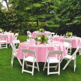 Enjoyidea Round Vinyl Tablecloth with Flannel Backing-6 Pack Pink 60 Inch Waterproof Table Cloths Plastic Table Sheets-Wipeable Spillproof PEVA Oilcloth Covers for Picnic Party Camping Dining