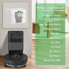 6 Pack 3.5L Vacuum Dust Bags for Roborock S8+, S8 MaxV Ultra, Q7 Max/Max +, Q5 Max+, Q8 Max+, S7, Q5, Q5+, Q7, S7 MaxV Ultra/Pro Ultra – 4-Layer Filtration, Eco-Friendly, Leak-Proof, Easy Install