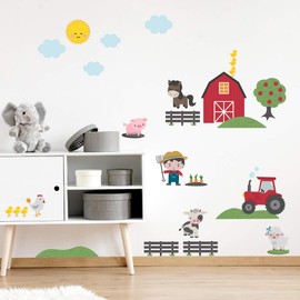 My Nametags® Farm Wall Stickers | Peel-and-Stick, Removable & Repositionable Wall Decals | Room Decor for Kids' Bedroom, Nursery, Playroom