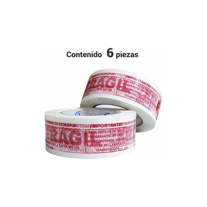 Set 6 Pzs Cinta Adhesiva De Empaque Frágil 48x150 Premium.