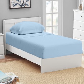 Cot Sheets 30x75 - 4 Piece Cot Sheets Set - 600 Thread Count - 100% Cotton Cot Size Fitted Sheet - Perfect for Narrow Twin, RV Bunk, Guest Bed Mattress - 4-8" Deep Pocket - Light Blue