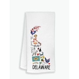 Moonlit93 Delaware State Map Kitchen Towel, U.S. State Souvenir Tea Towel, Multi-Purpose Towel, Soft & Absorbent Kitchen Towel, Towel for Delaware Lovers, Travel Delaware Souvenir