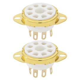 VGOL 2Pcs 8-Pin Electronic Valve Socket Valve Vacuum Tube Base Socket Copper Gold Plated for EL34 KT66 KT88 6L6 6551 5881 Small Valves