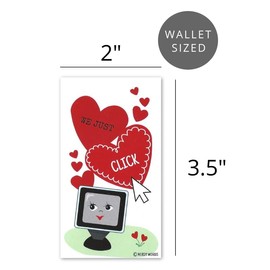 Nerdy Words Mini Computer-Themed Valentines (Set of 24, Wallet-Sized Cards) for Valentine's Day