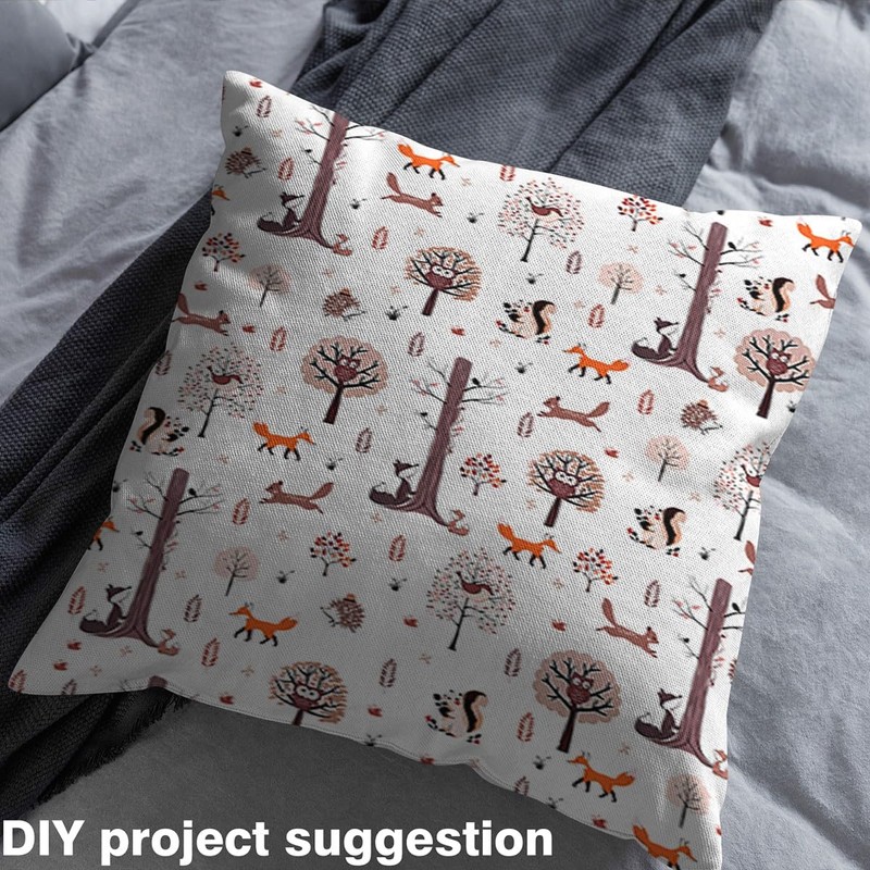 jejeloiu Wild Animal Fabric by The Yard Fox Squirrel Owl