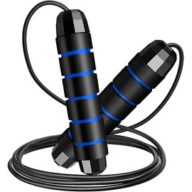 Raganet, Cuerda Para Saltar Profesional Azul Speed Rope De Alto Rendimiento, Rodamientos De Precisión 360°, Cable De Acero Recubierto Ajustable 3 m, Mango EVA Antideslizante, Fitness Crossfit Cardio