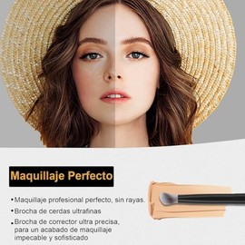 START MAKERS Brocha para Base y Brocha para Corrector de Ojos, Set de 2Pcs de Brochas Kabuki Anguladas, Suaves y Densas de Cerdas Sintéticas para...  
