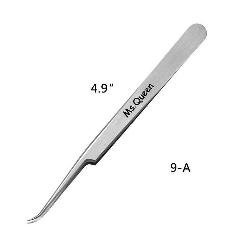 Ms.Queen Eyelash Extension Tweezers,Professional Curved Pointed Isolation Tweezers for Classic