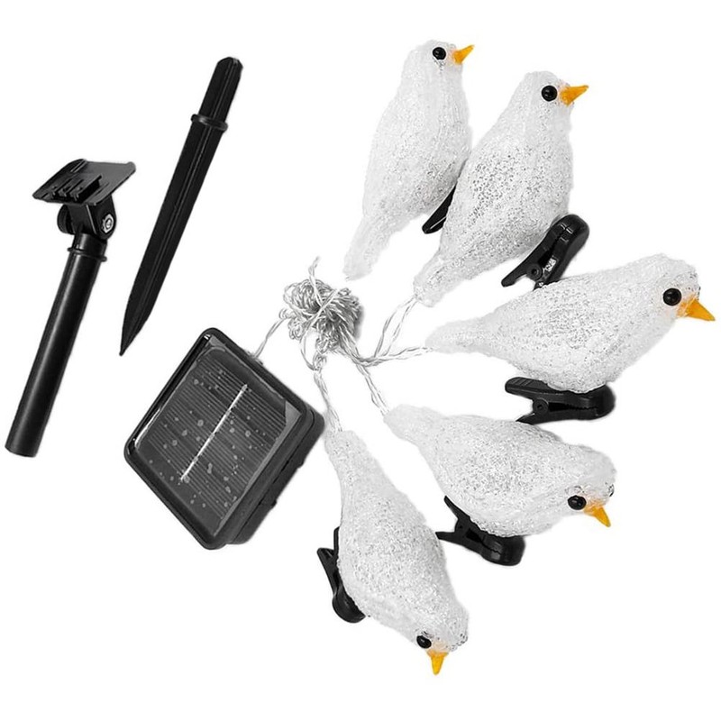 Waterproof 5 LED Acrylic Bird Lights String Solar Fairy Lamp