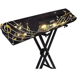 Piano Keyboard Dust Cover,61/88 Key Keyboard Cover with Adjustable Stretchable Electric/Digital Piano Keyboard Cover,Music Symbol Print Design with Elastic band Design,Piano Cover Accessories