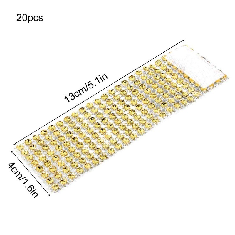 SwirlColor 20 pieces Bling Rhinestone Napkin Rings (Golden)
