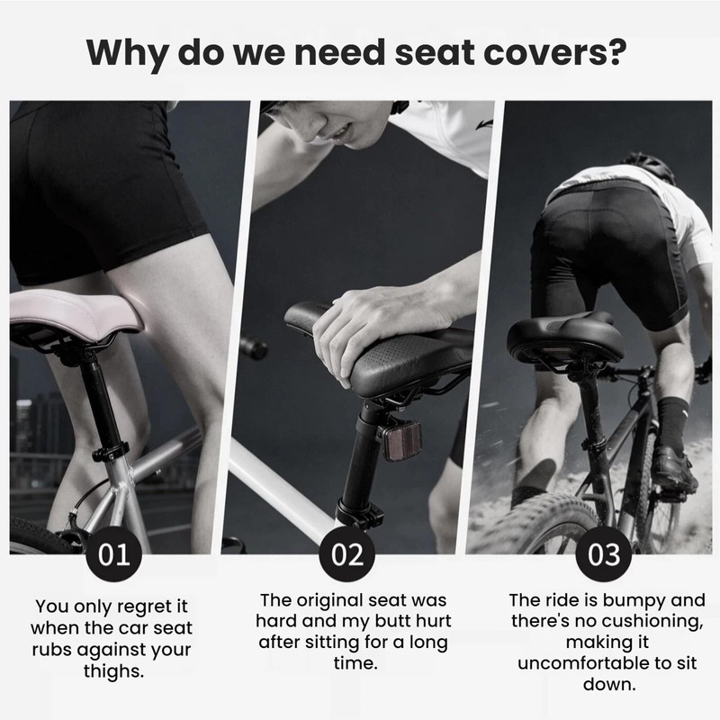 SUKOUSRAM Silicone Bike Seat Cover with Honeycomb Structure (Black, Large)