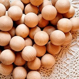 HERZONE 20 mm Wooden Balls Made of Beech Wood, Pack of 50, Wooden Beads without Hole, Craft Beads for Crafts and Painting (2.0 cm - 50 Pieces)