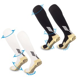 FIBOGOUP 2 Pair Grip Socks Football,Soccer Socks Anti-slip Men's Women's,Athletic Socks for Football Basketball Hiking Running Yoga black-white