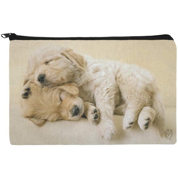 Golden Retriever Puppies Dogs Friends Sleeping Makeup Cosmetic Bag Organizer Pouch