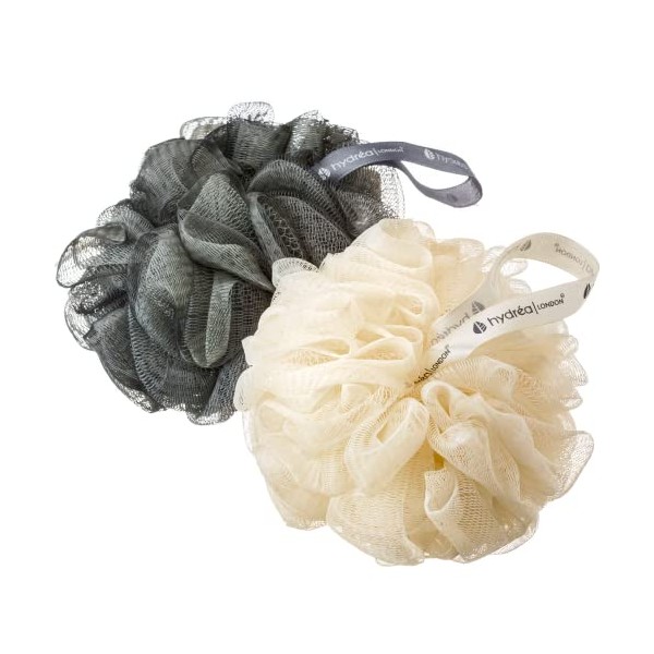 Hydrea London Shower Puffs - Pack of 2 Exfoliating Body
