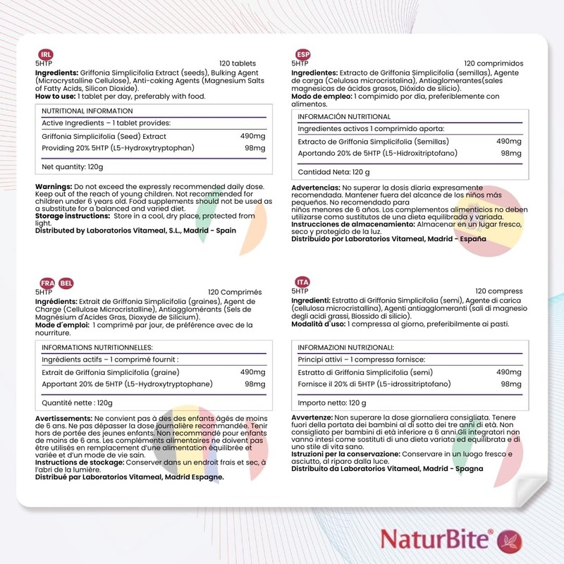Griffonia Simplicifolia (5-Htp) Naturbite, 120 Tablets Promotes Relaxation and Reduces