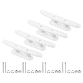 PATIKIL 4 Inch Nylon Boat Dock Cleat 4 Pack Kayak Rope Tie Cleat with Screws for Boat Docks Kayaks Marine Nautical Decor, White