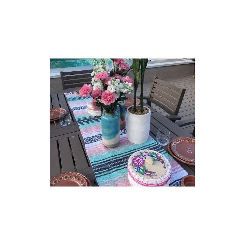 Del Mex - Camino de mesa tradicional mexicano Falsa (rosa