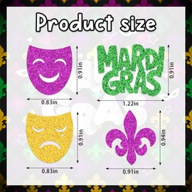200PCS Mardi Gras Confetti Gold Green Purple Mask Words Fleur De Lis Decor Confetti Mardi Gras Glitter Paper Confetti for Carnival Parade Party Favor Wedding Gifts Holidays Table Favor Decorations