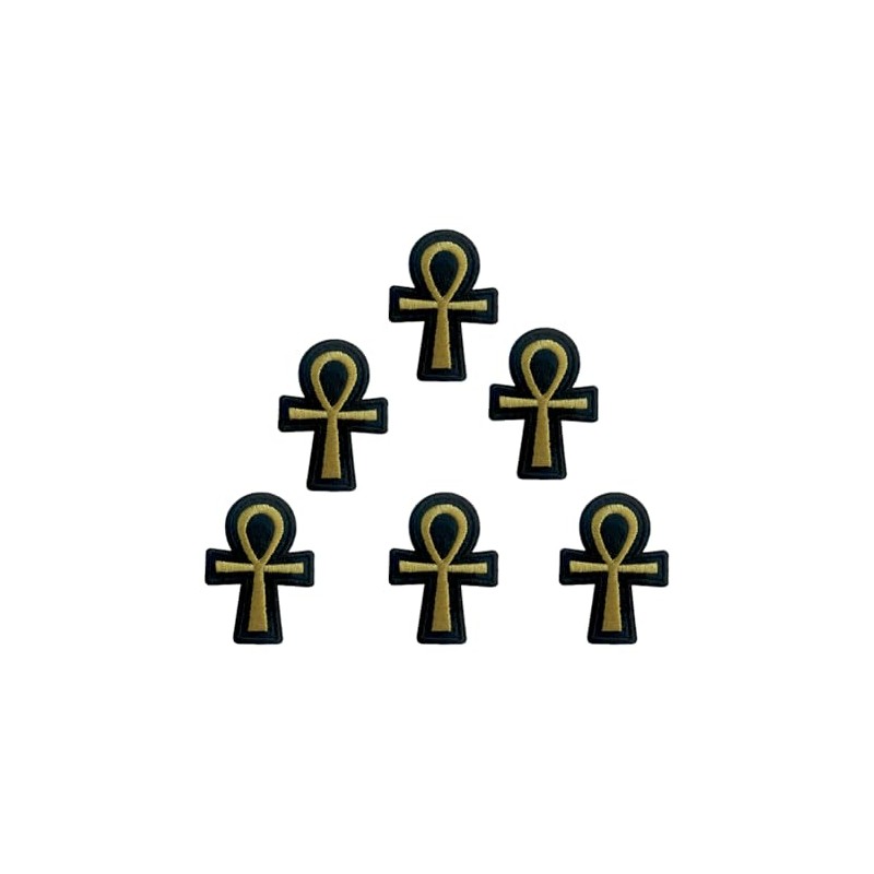 XUNHUI Gold Ankh Patch for Clothing Iron On Symbol Embroidered