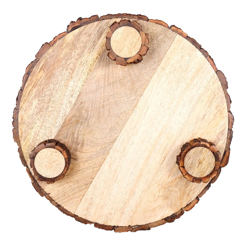GoCraft Mango Wood Pedestal Stand – Rustic Decorative Riser for