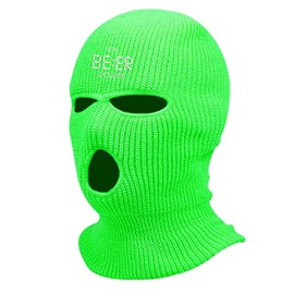 It's Beer O'clock Ski Mask Embroidered Three Hole Mask Drunk Party Balaclava (Green)