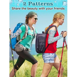 PAMASE - Fundas de jardinería para mujer, 2 pares de fundas protectoras para brazo de refrigeración para jardín de agricultores, protección solar al aire última intervensión, regalos de protección UV, Mariposa, Talla única