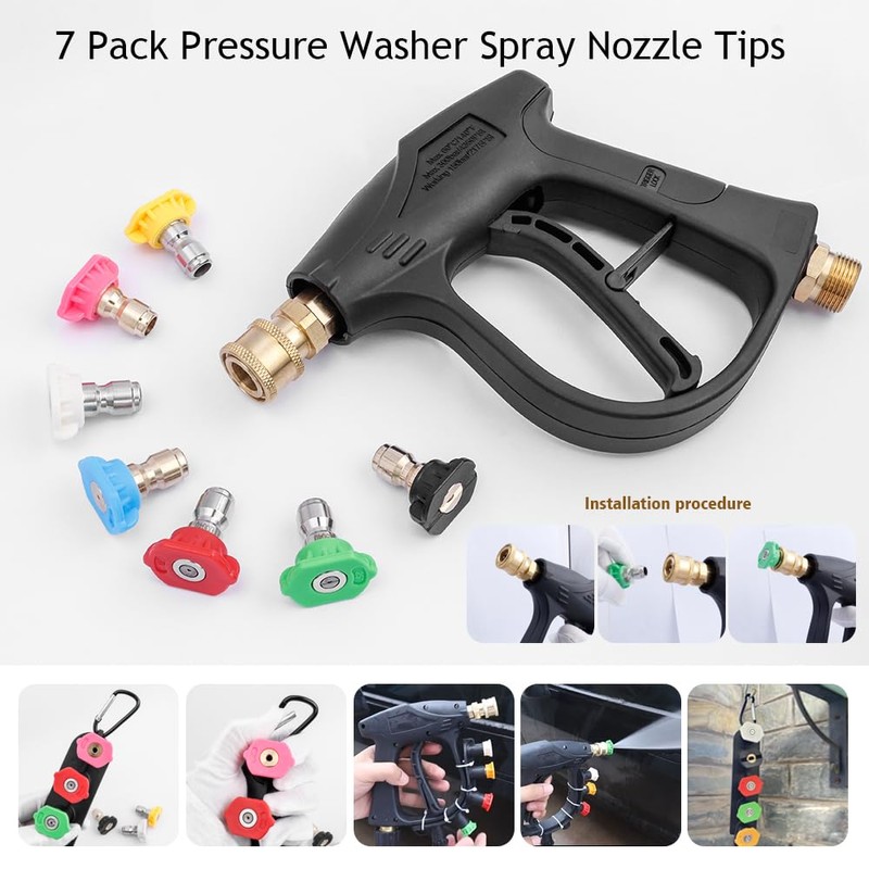 7 Bestgle Pack Pressure Washer Nozzle Tips Set, 1/4 Inch