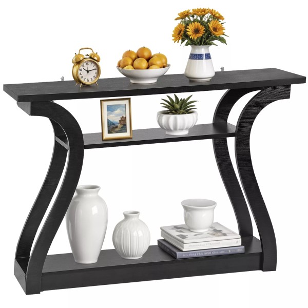 SEGAWE 47" Console Table 2 Shelves Narrow Sofa Side Table