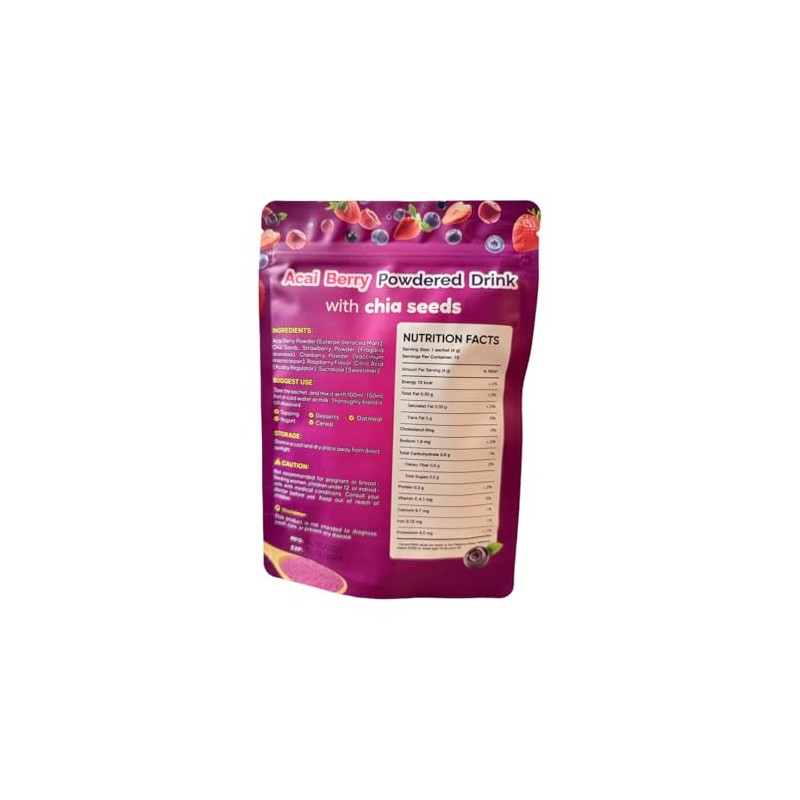 2-Pack Ftgum Acai Berry Powdered Drink with Chia Seeds |
