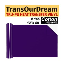 TransOurDream Matte Purple HTV Heat Transfer Vinyl Roll for All Cutter Machines - 12'' x 5ft PU Dark Purple Iron on Vinyl for T-Shirts - Thin and Easy to Weed