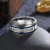 Mens Wedding Bands Stainless Steel CZ 8mm Blue Stripes Engagement