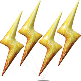 4 Pcs Lightning Bolt Balloons, Huge Yellow Lightning Aluminum Foil Balloons for Birthday, Baby Shower, Wedding, Cartoon Theme Party, Race Car Party Decorations Supplies