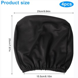 Yharnamite 4 Pcs Car Headrest Covers, Dustproof Washable Car Head Rest Protector Cover with Elasticated Hems, Universal Car Seat Headrest Cover for Car, SUV, Truck (Black-B)