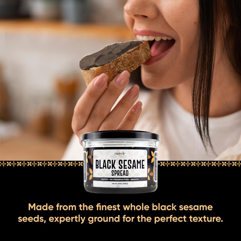 Mayde Black Sesame Paste Spread, Premium Ground Black Sesame Jam