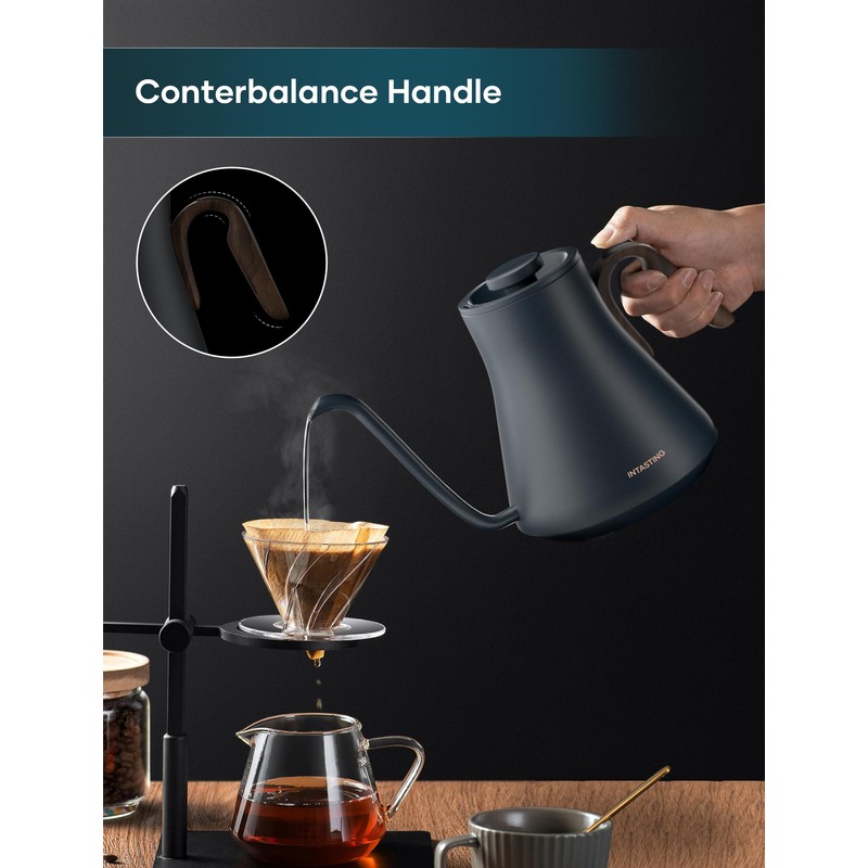 Electric Kettles, INTASTING Gooseneck Electric Kettle, ±1℉ Temperature Control, Stainless
