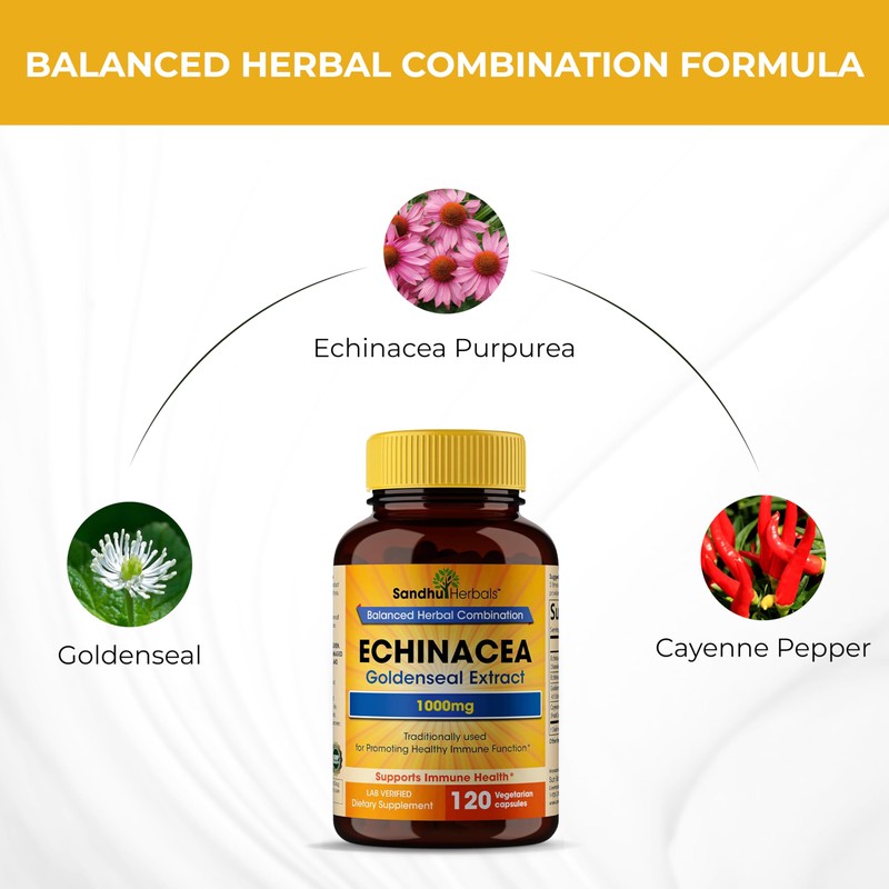 SANDHUHERBALS Sandhu Herbals Echinacea Goldenseal 1000 Mg 120 Capsules |