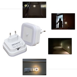 SOAIY 4er-Set LED Nachtlicht mit Bewegungsmelder Dämmerungssensor AUTO/ON/OFF energiesparend Steckdosenlicht PIR Sensorleuchte Orientierungslicht Warmweiß Kinderzimmer Schlafzimmer Flur Treppe