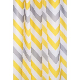 Croydex Yellow & Grey Chevron Textile Shower Curtain with Hygiene 'N' Clean, 1 x 180 x 180 cm
