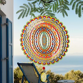 Wind Spinner, Hanging Wind Sculptures,Wind Spinners for Yard and Garden Decor,Yard Decorations Outdoor,Hanging Art Ornaments for Garden Yard Balcony Decor (Mandela Color)
