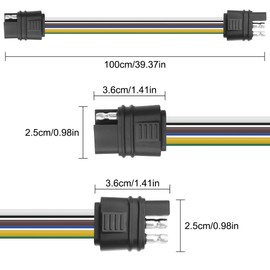 XMSJSIY 6 Way Square Trailer Wire Adapter Extension Cable 6-Pin Square Male to Female Vehicle-Side and Trailer-Side Wiring Harness Connectors Cord-1M/3.2FT